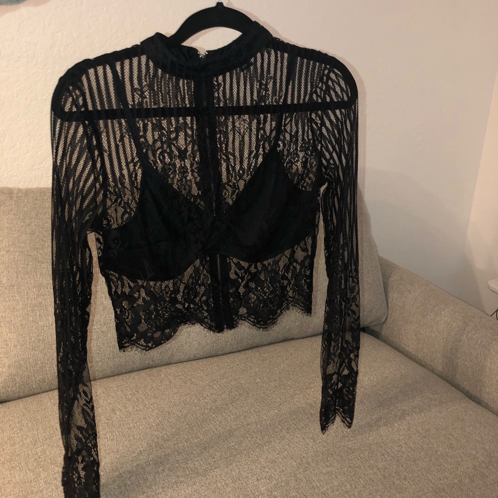 Lace sheer crop top